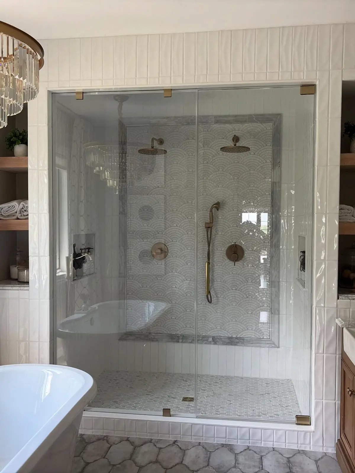 Glass-enclosed shower