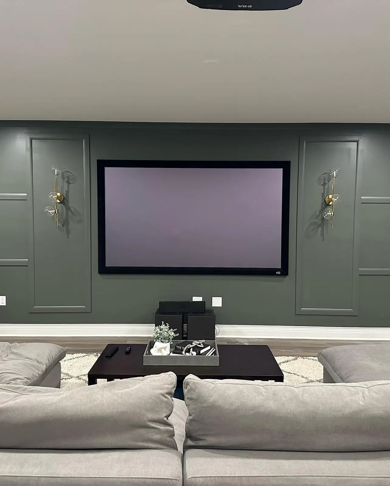 Media lounge with sectional seating