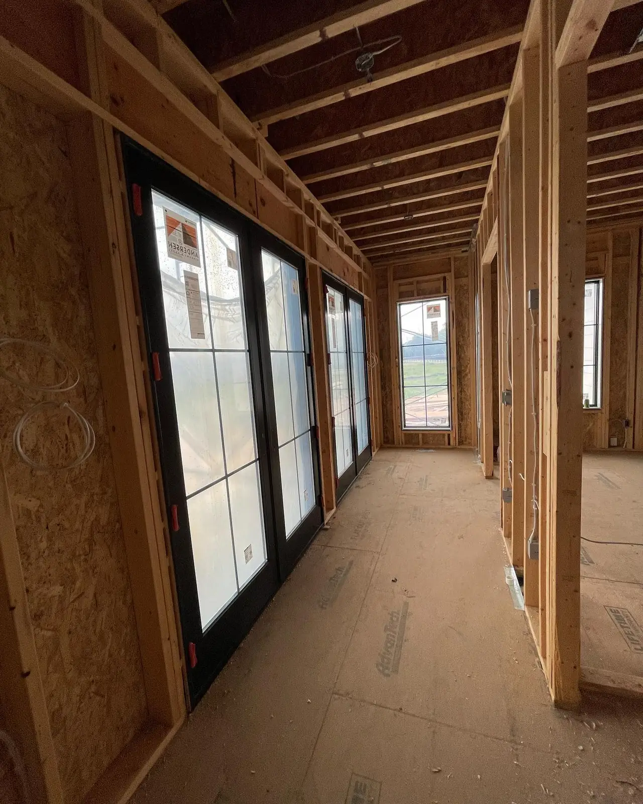 The gallery hall at the framing stage