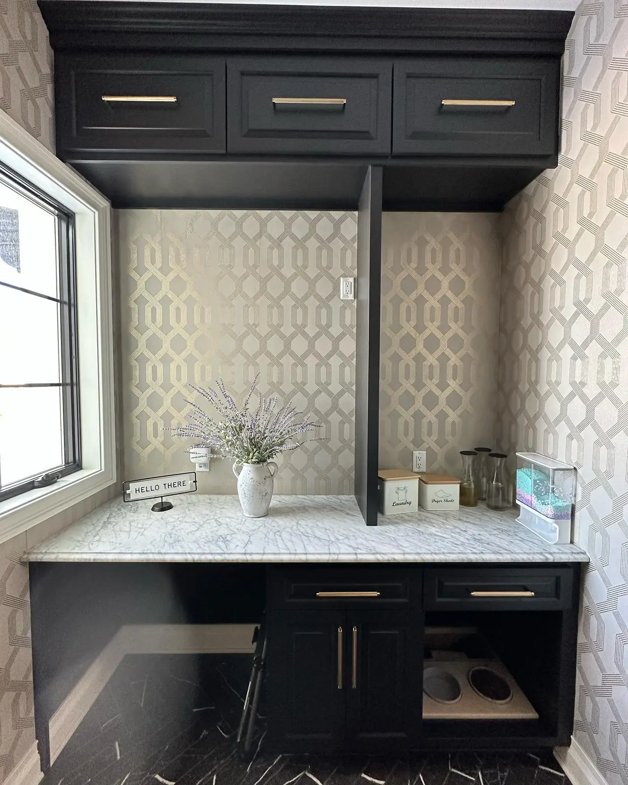 Laundry folding counter and cabinetry — French-Inspired Residence