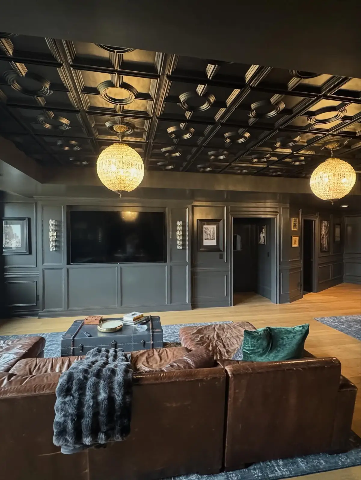 Seating area with sectional and gallery wall