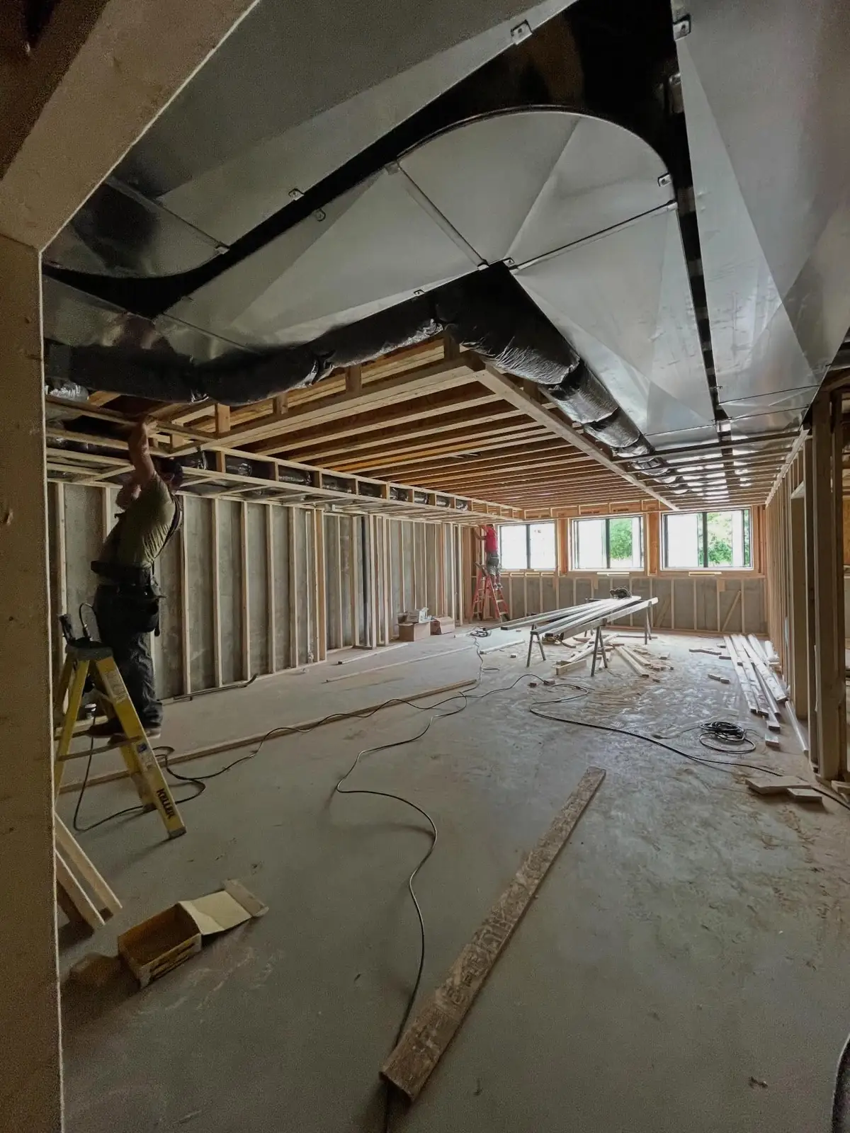 Lower level during construction